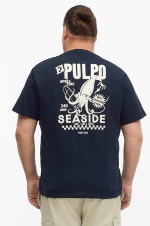 relaxed fit T-shirt met backprint - blauwzwart