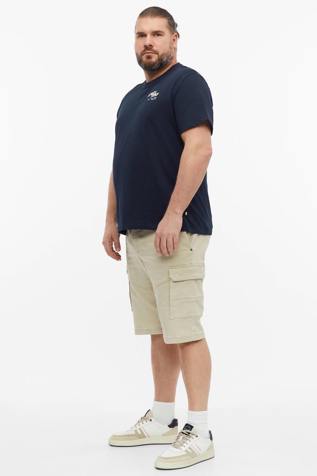 s.Oliver Big Size relaxed fit T-shirt met backprint - blauwzwart