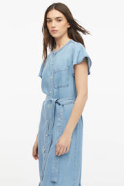 thumbnail: s.Oliver relaxed fit midi jurk met ceintuur - lichtblauw denim