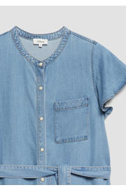 thumbnail: s.Oliver relaxed fit midi jurk met ceintuur - lichtblauw denim