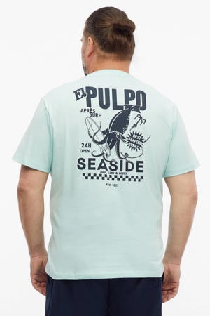 relaxed fit T-shirt met backprint - lichtblauw
