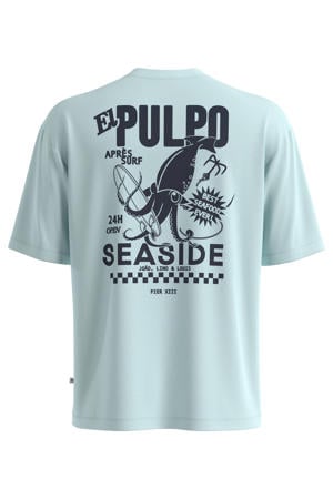 relaxed fit T-shirt met backprint - lichtblauw