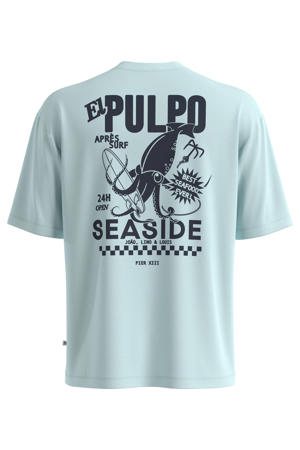 relaxed fit T-shirt met backprint - lichtblauw