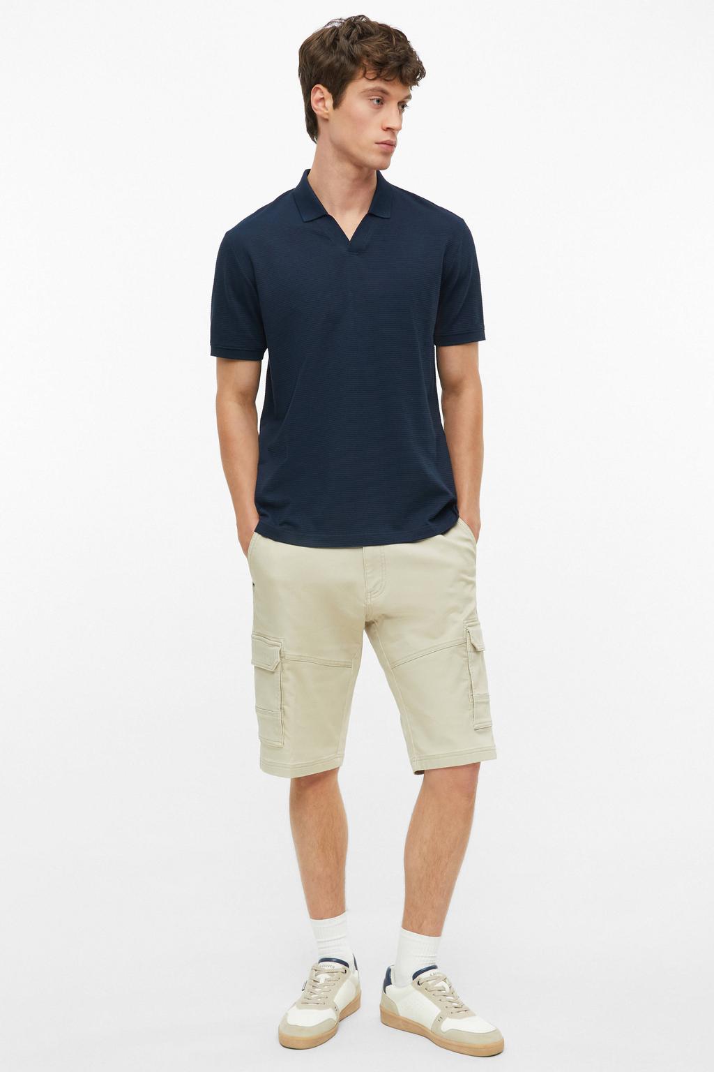 s.Oliver regular fit polo met textuur - donkerblauw