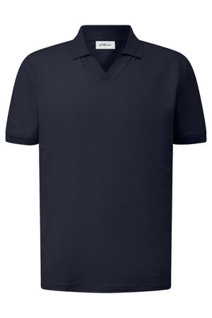 regular fit polo met textuur - donkerblauw