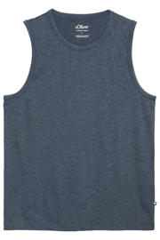 thumbnail: Donkerblauwe heren s.Oliver regular fit tanktop van katoen met effen en ronde hals