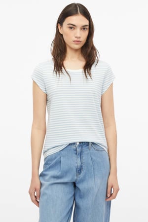 regular fit gestreept T-shirt - lichtblauw