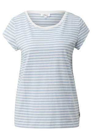 regular fit gestreept T-shirt - lichtblauw