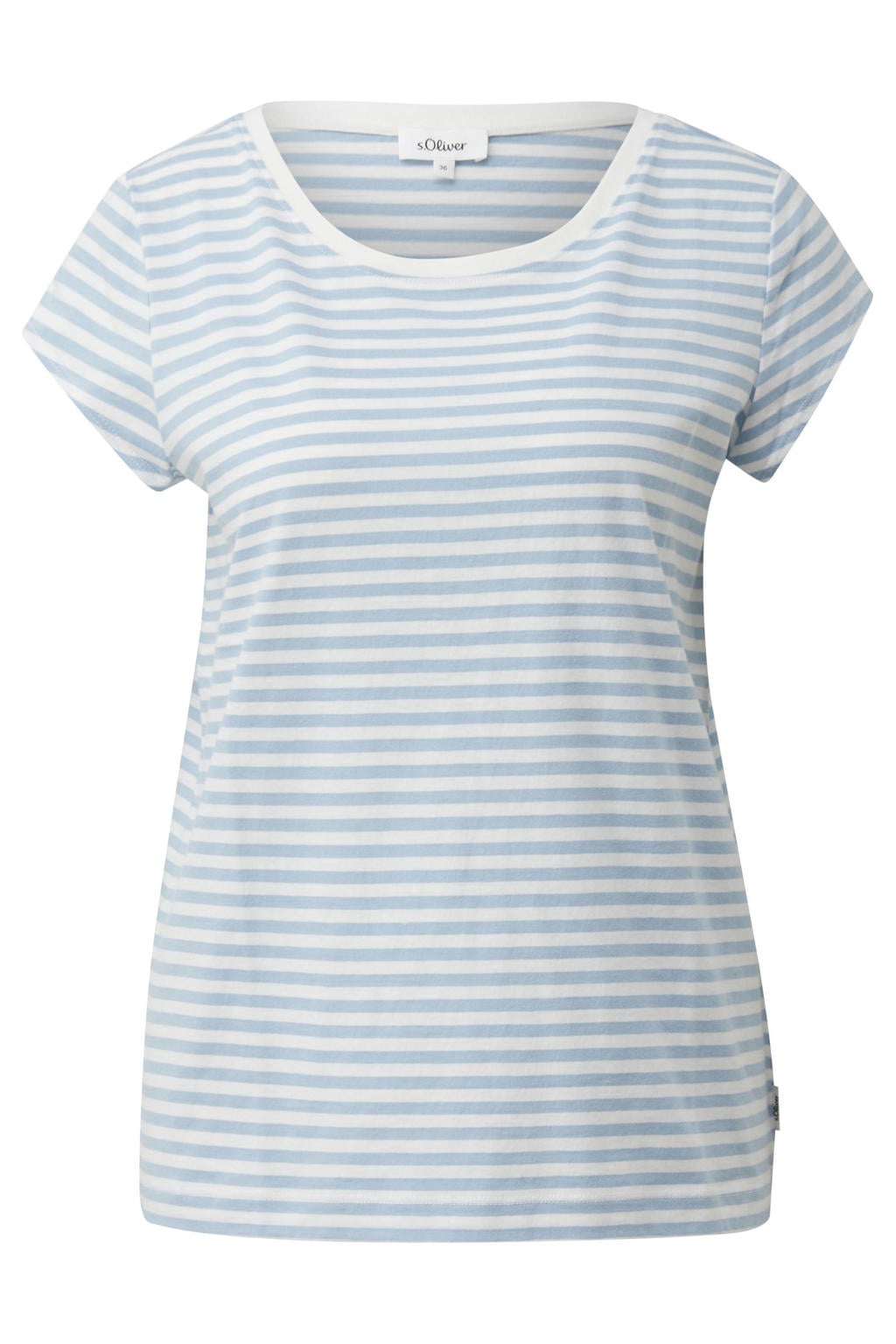 s.Oliver regular fit gestreept T-shirt - lichtblauw