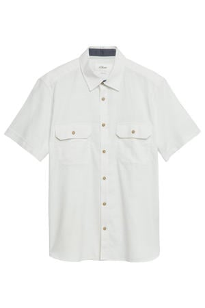 regular fit gemêleerd overhemd - wit