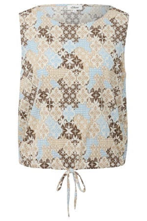 viscosemix regular fit top met print - beige