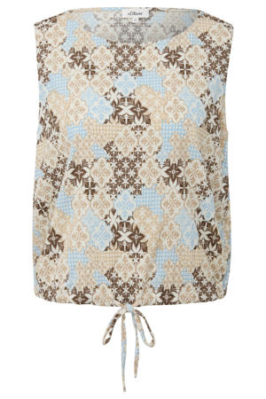 viscosemix regular fit top met print - beige