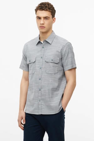 regular fit gemêleerd overhemd - blauwzwart