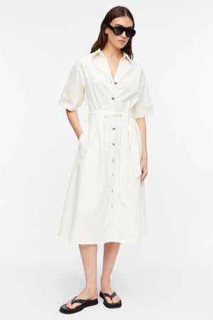 relaxed fit blousejurk met ceintuur - wit