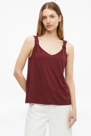 mouwloze top - roodbruin