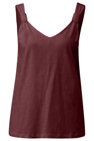 mouwloze top - roodbruin