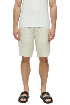 linnen regular fit korte broek - ecru