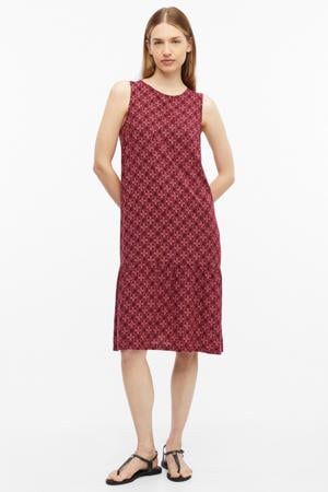 viscose midi jurk met print - rood