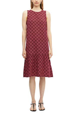 viscose midi jurk met print - rood