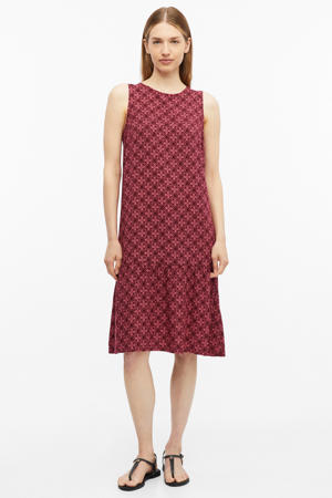viscose midi jurk met print - rood