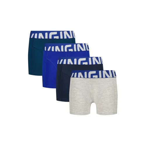 Vingino boxershorts (set van 4) – Blauw/grijs melange/donkerblauw