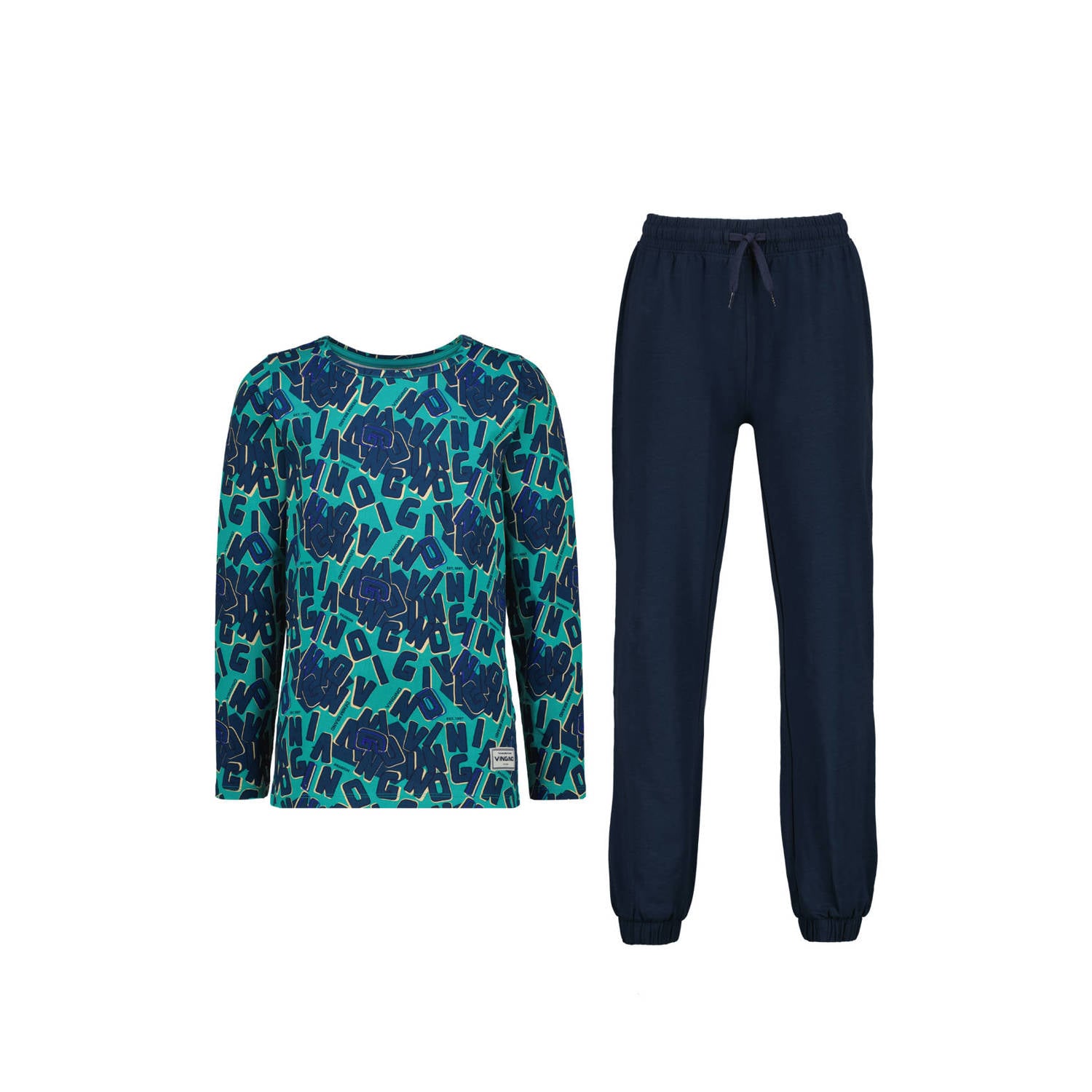 Vingino pyjama met print donkerblauw blauw