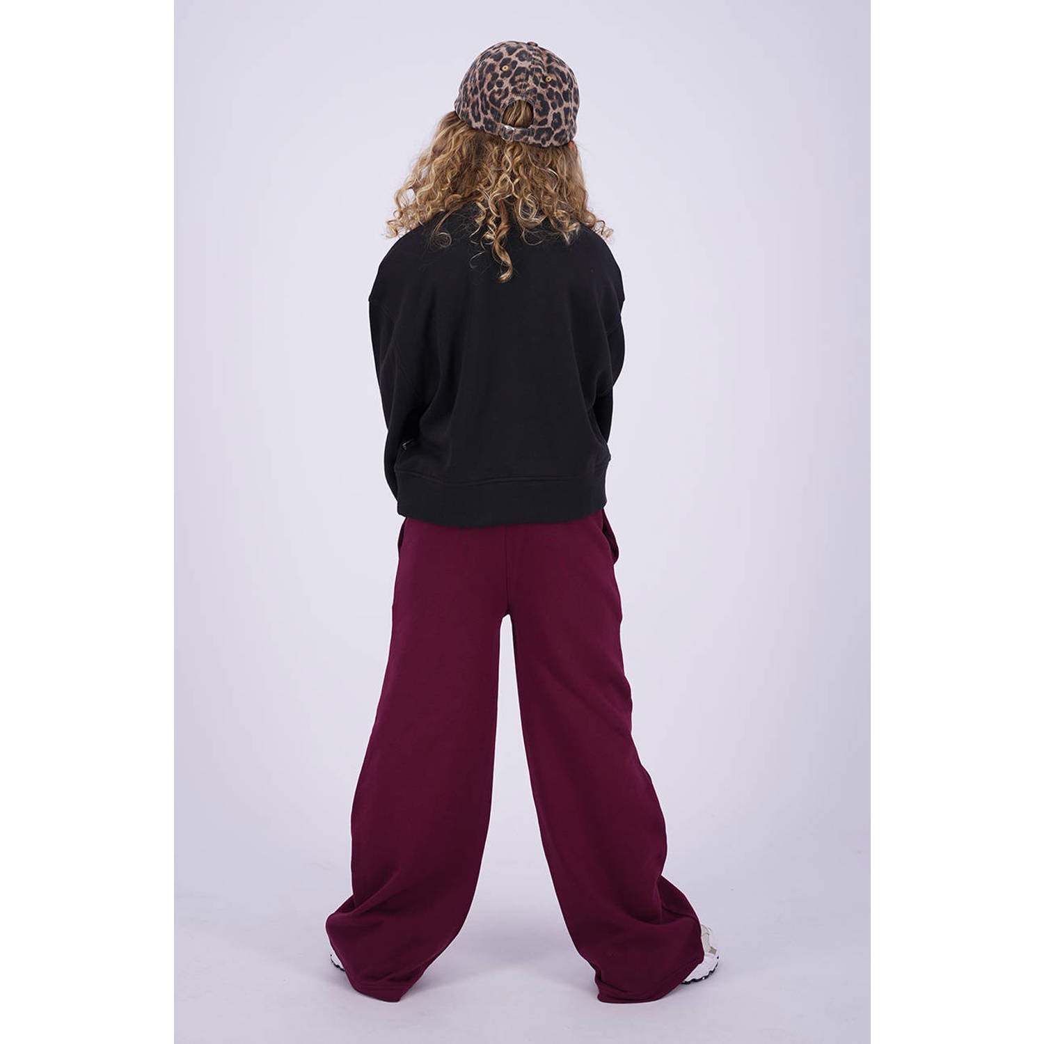 Vingino wide leg casual broek donkerrood