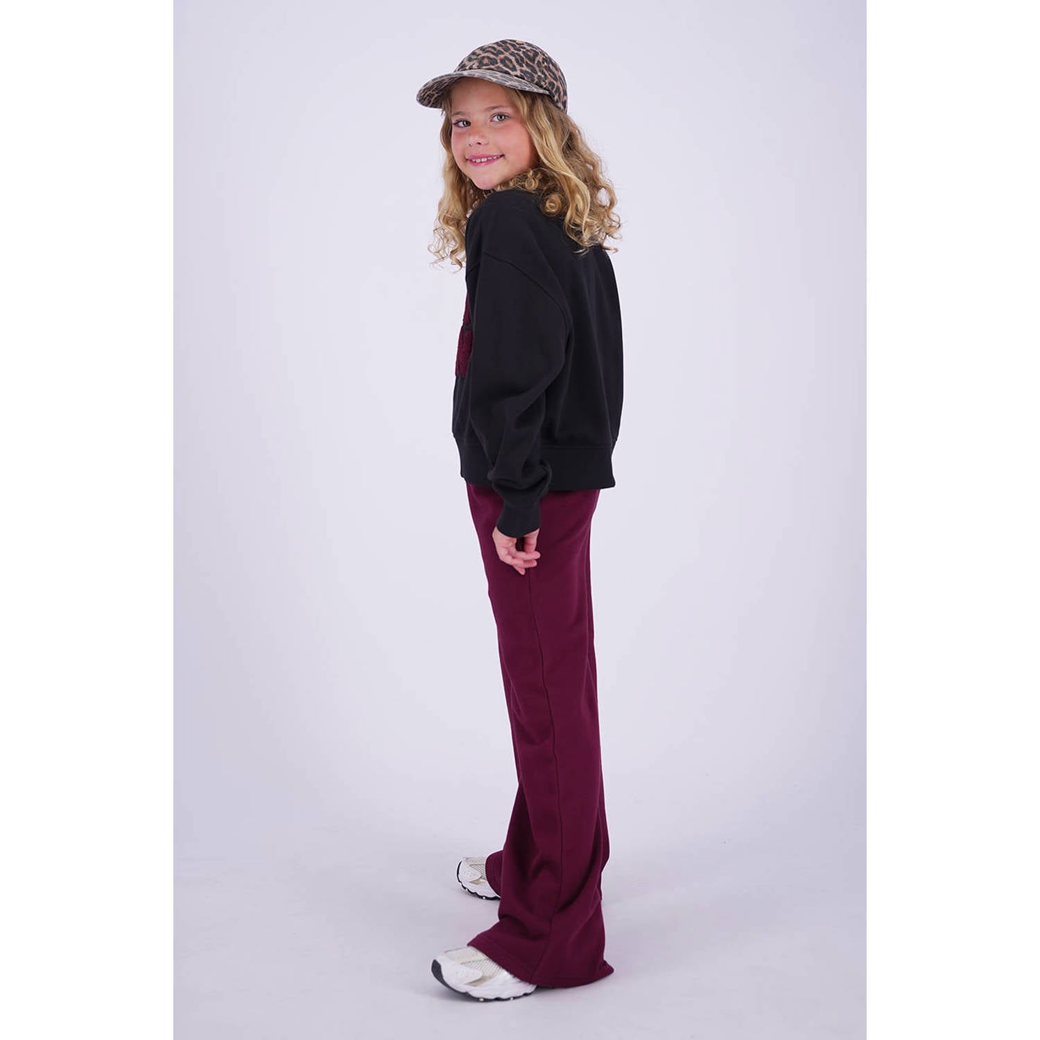 Vingino wide leg casual broek donkerrood