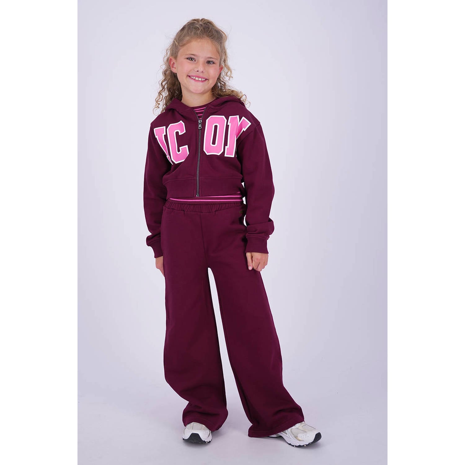 Vingino wide leg casual broek donkerrood