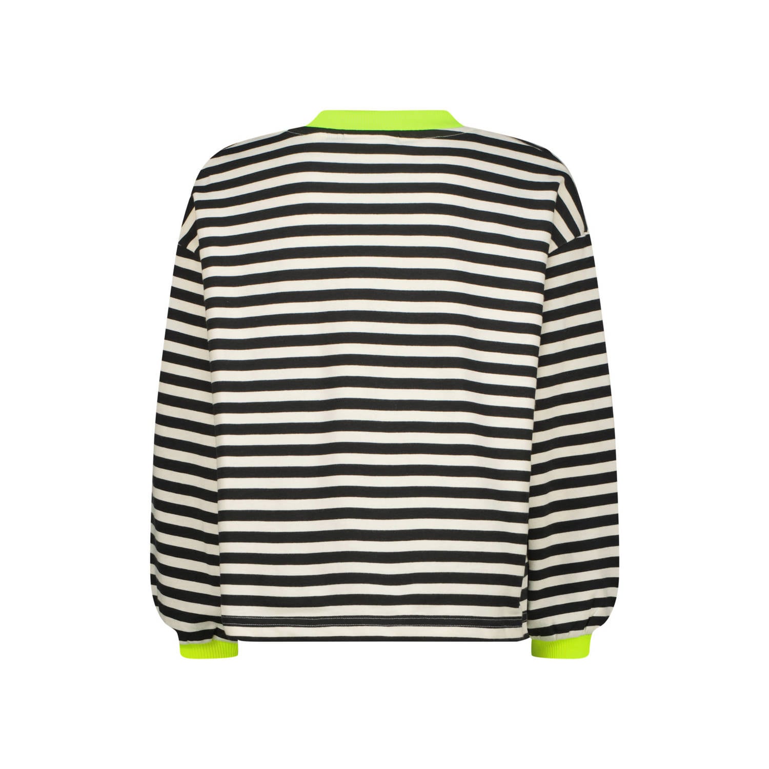 Vingino gestreepte sweater zwart ecru neongeel