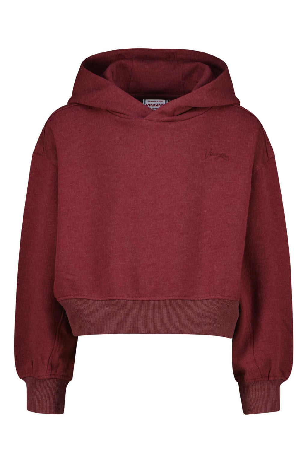 Donkerrode meisjes Vingino hoodie van sweat materiaal met effen, lange mouwen en capuchon