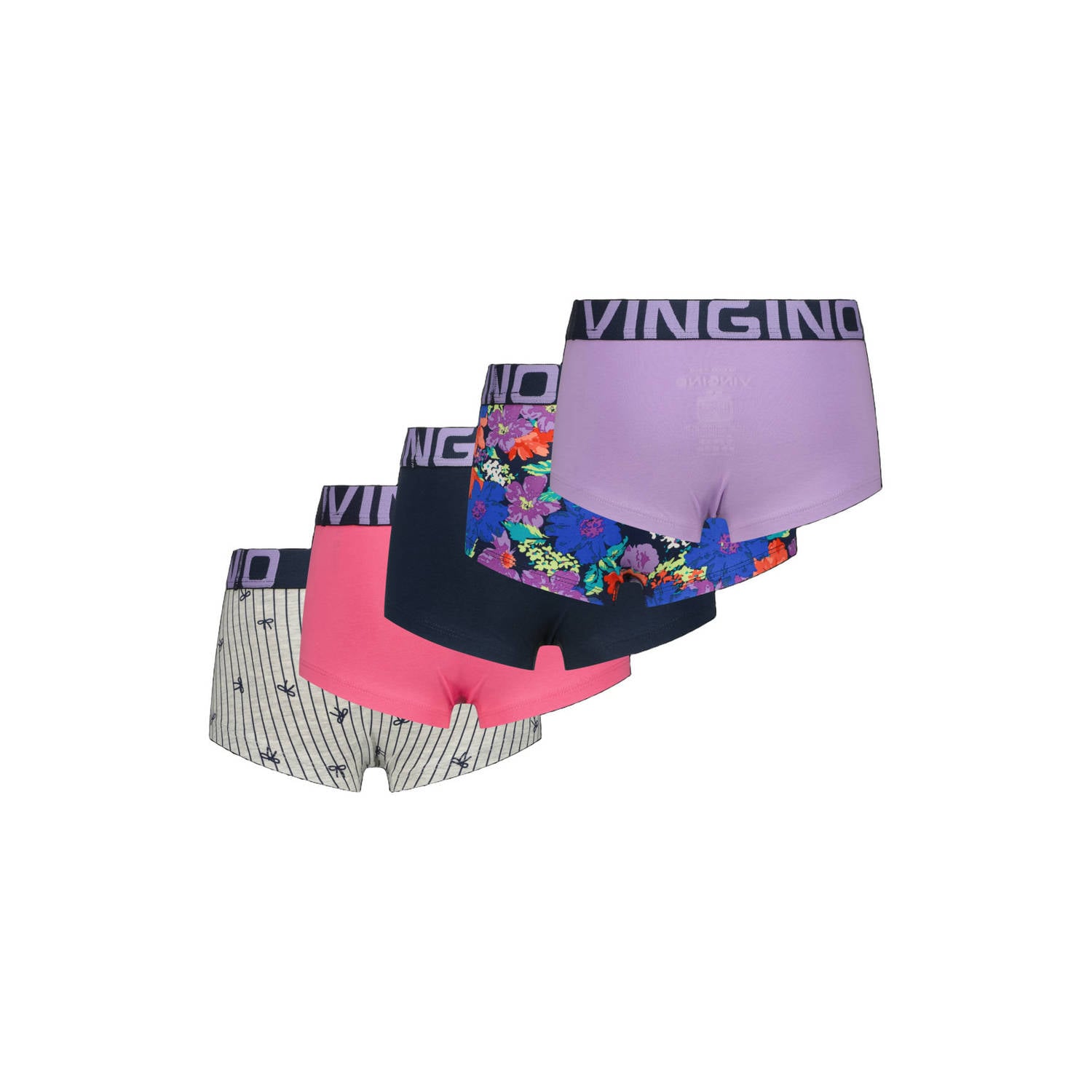 Vingino hipsters met print donkerblauw multicolor (set van 5)