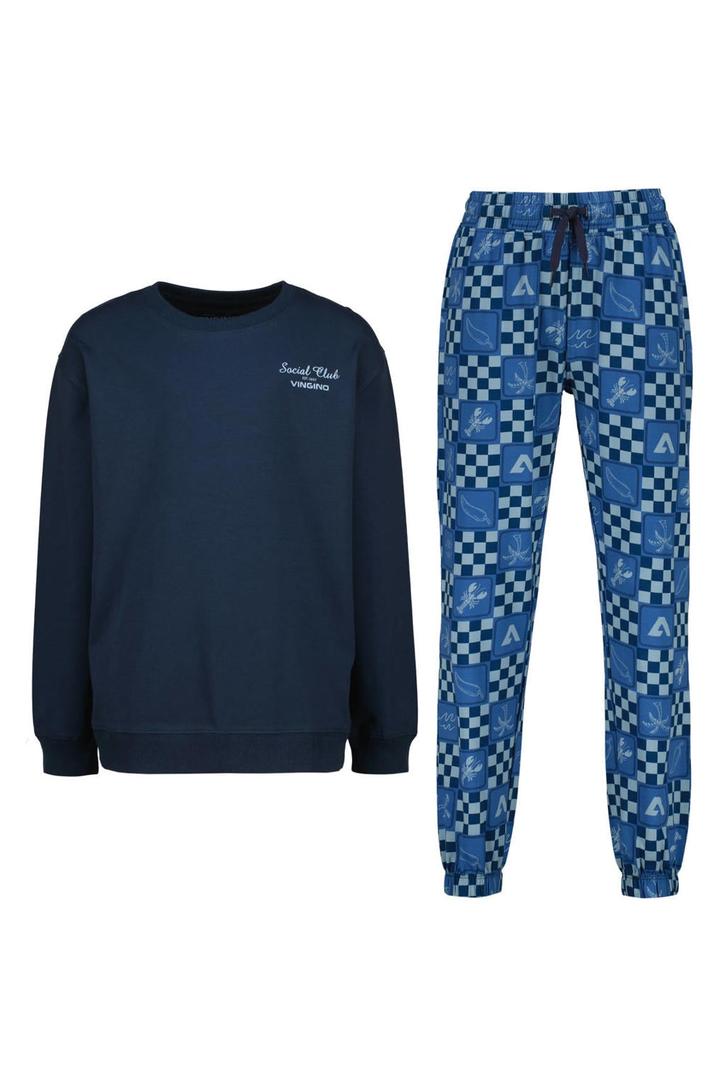Vingino pyjama met backprint - donkerblauw/blauw