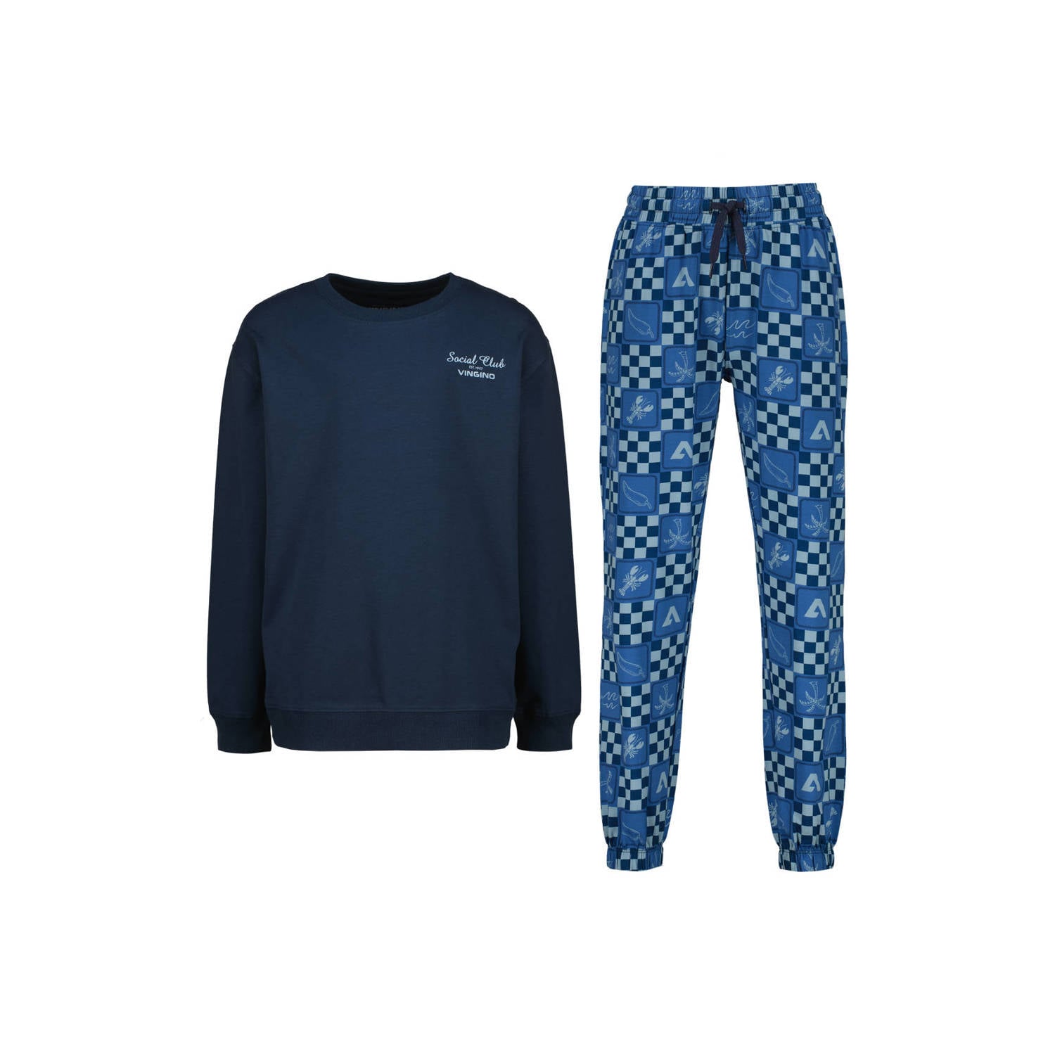 Vingino pyjama met backprint donkerblauw blauw