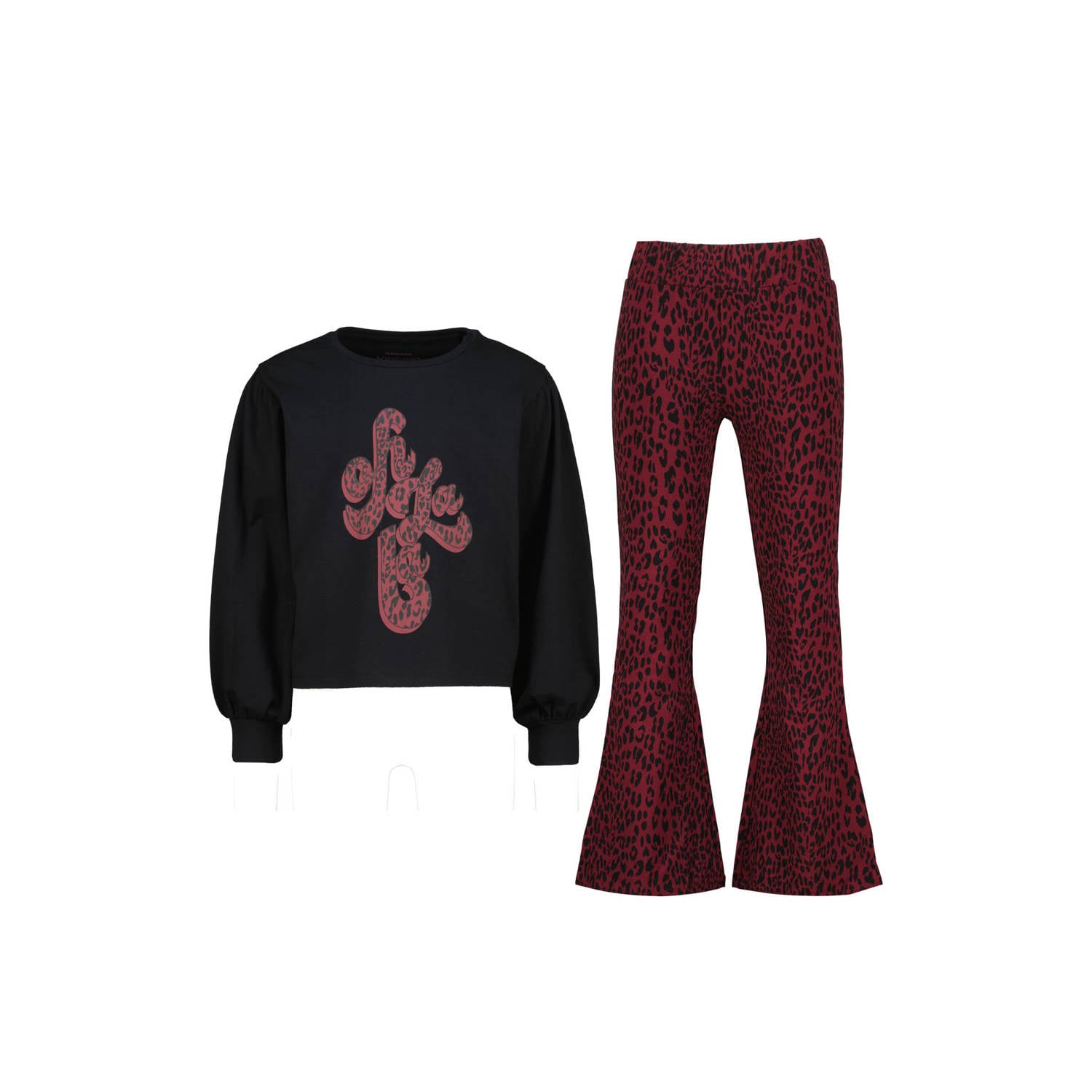 Vingino pyjama met print zwart donkerrood