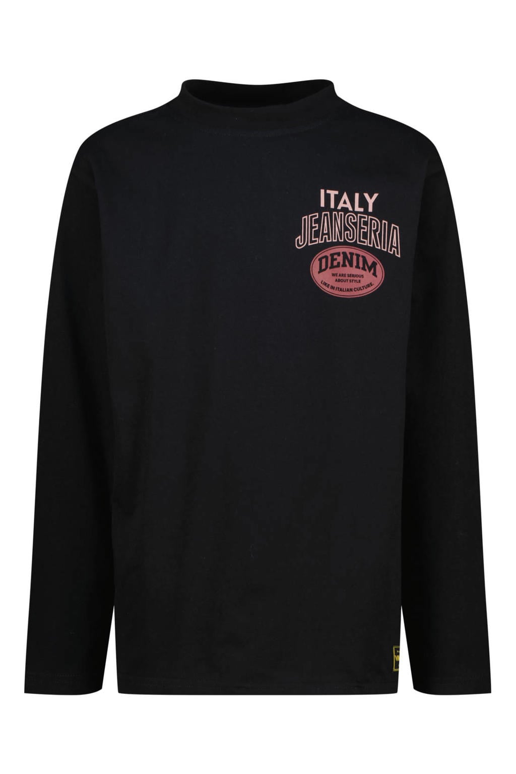 Zwarte jongens Vingino longsleeve van katoen met backprint, lange mouwen en ronde hals