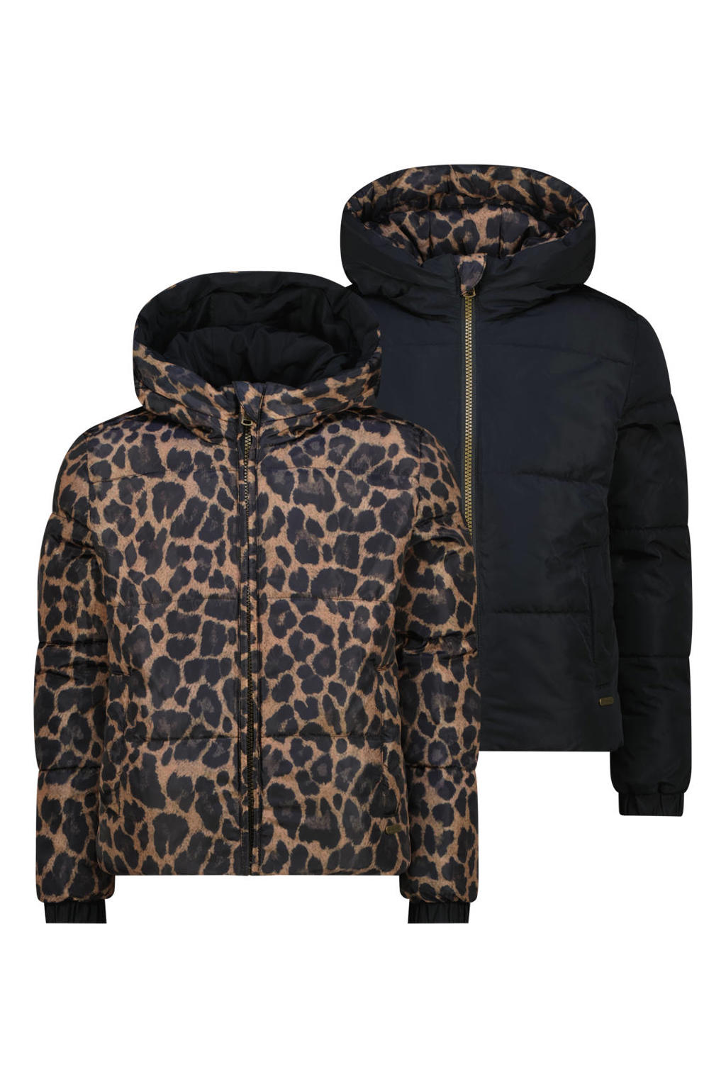 Vingino reversible jas met panterprint - bruin/zwart