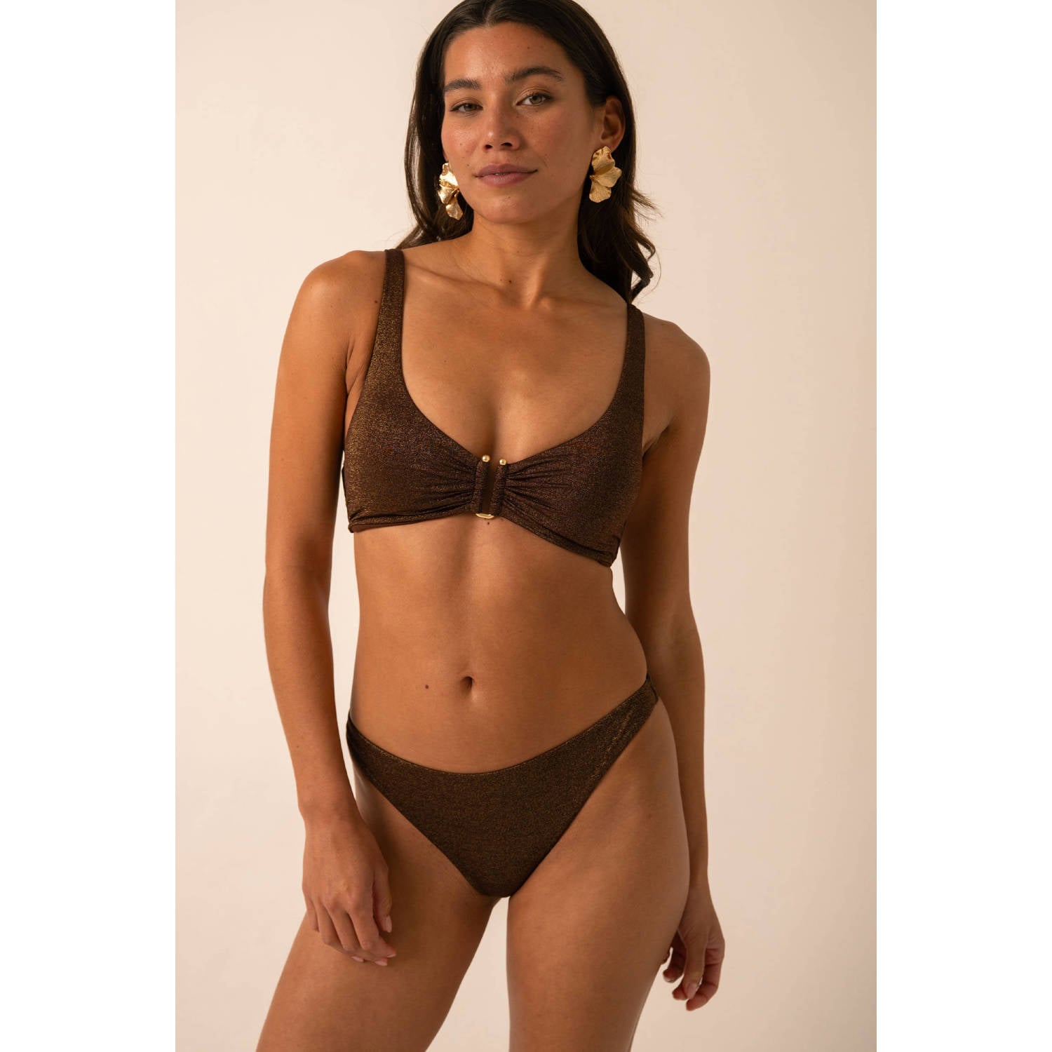 Sam Friday bikinibroekje met glitters donkerbruin