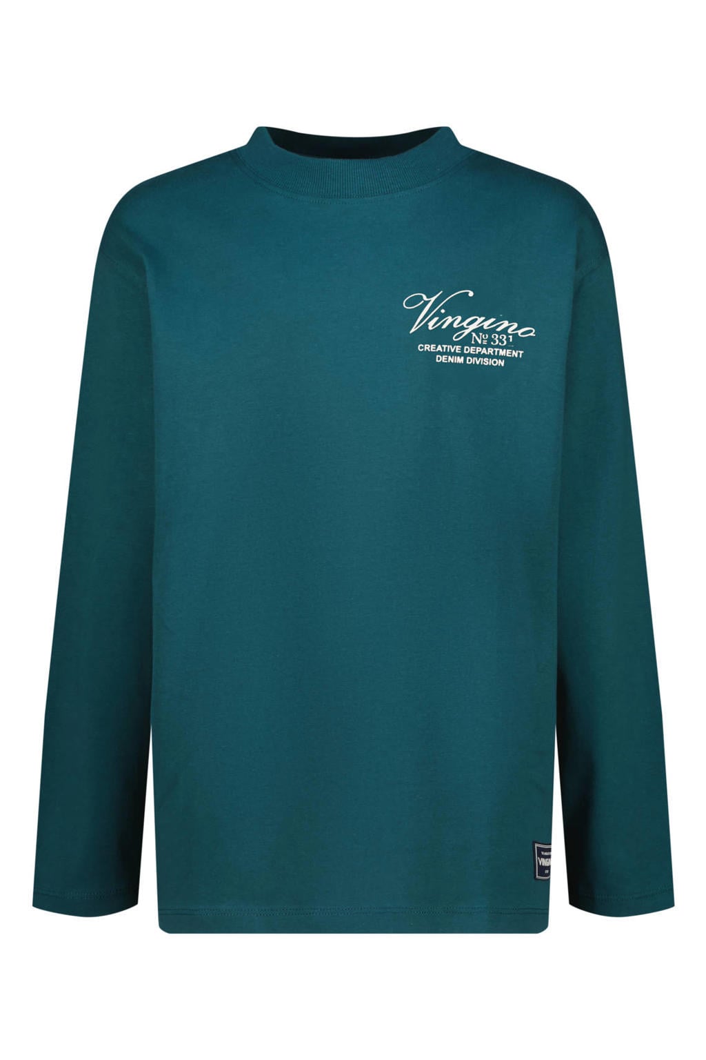 Donkergroene jongens Vingino longsleeve van katoen met lange mouwen en ronde hals