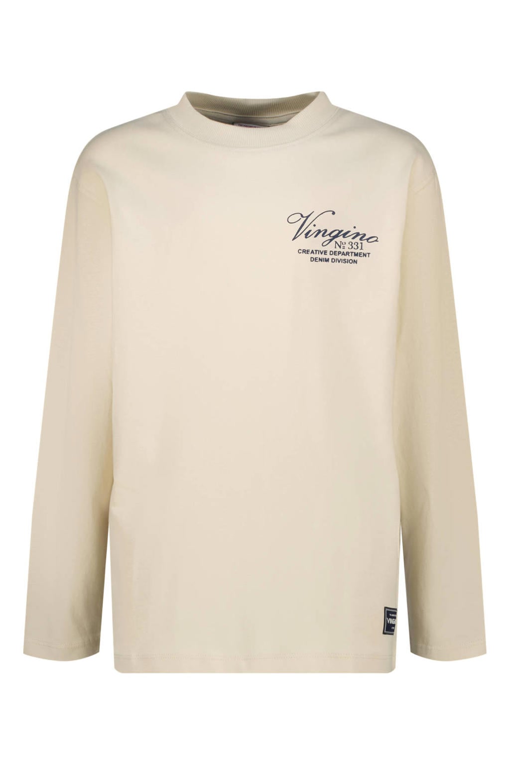 Beige jongens Vingino longsleeve van katoen met lange mouwen en ronde hals