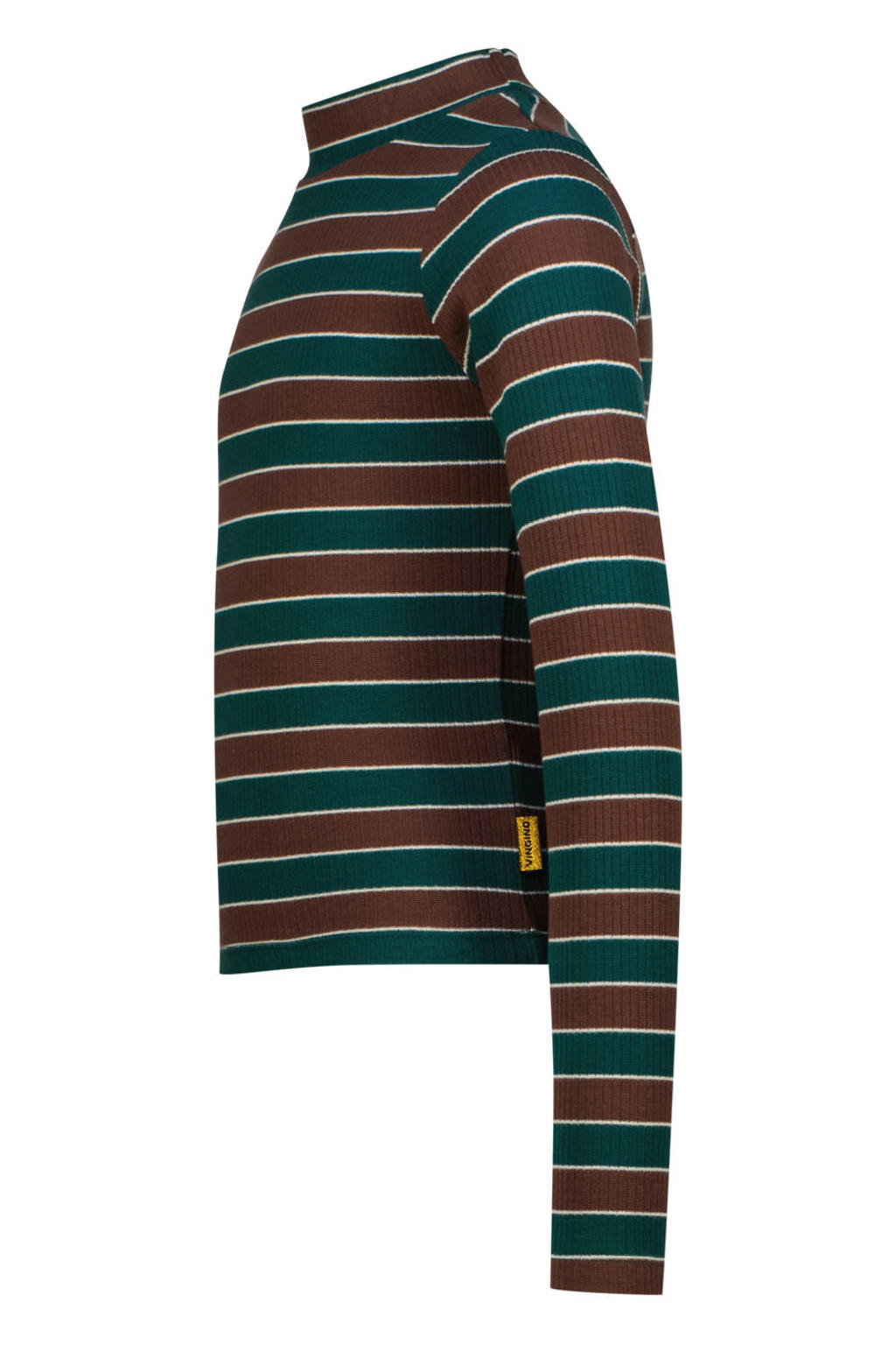 Vingino aansluitende gestreepte longsleeve - bruin/groen/wit