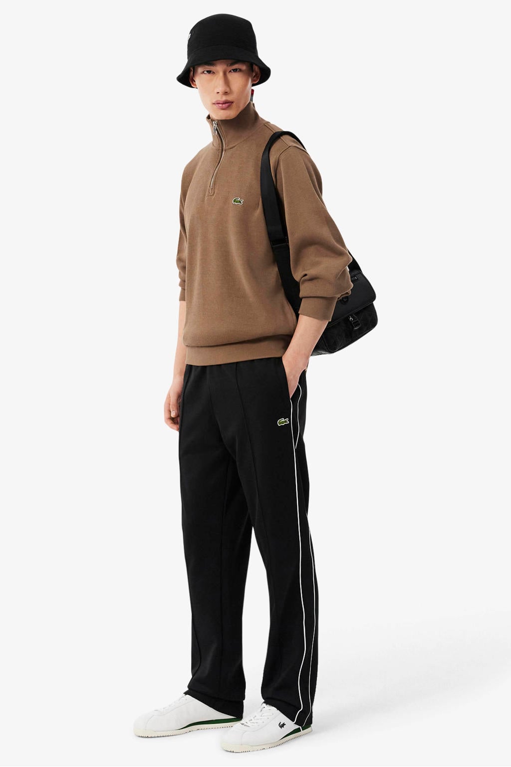Lacoste regular fit gebreide trui - bruin
