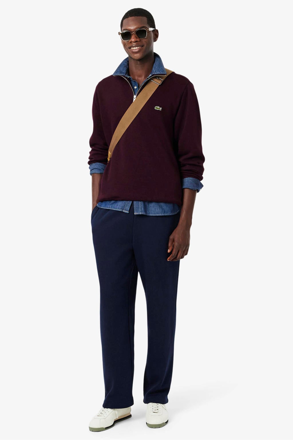 Lacoste regular fit gebreide trui - donkerrood