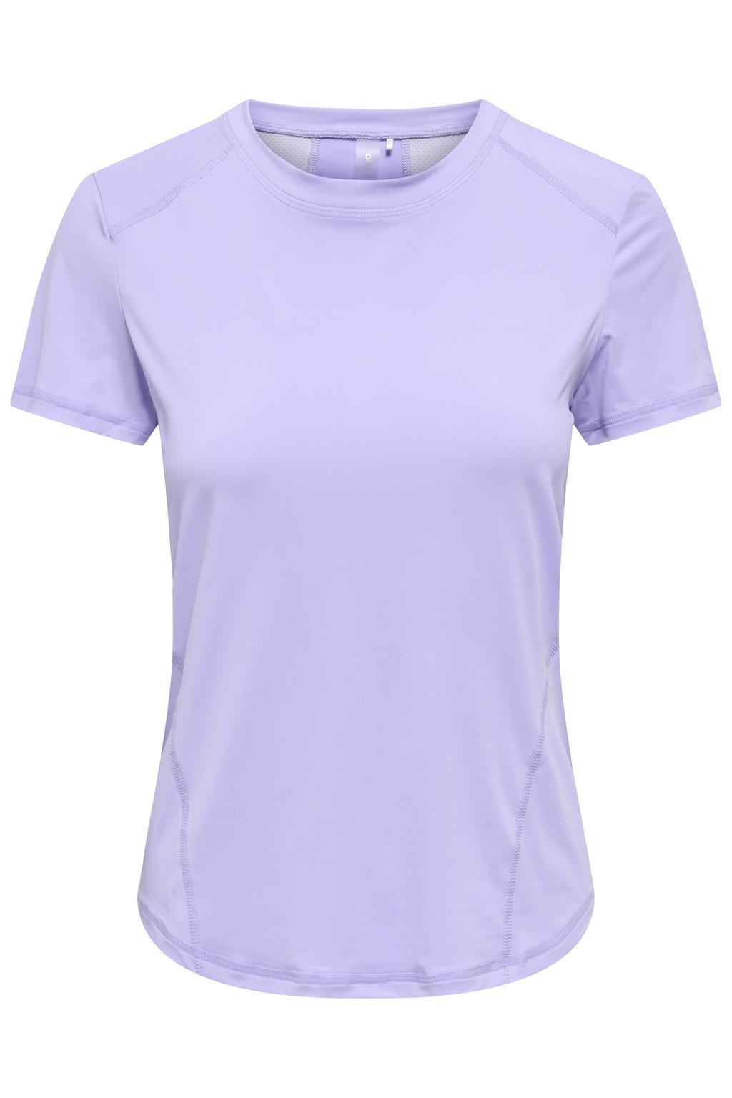 Lilakleurige dames ONLY PLAY sportshirt van polyester met korte mouwen en ronde hals
