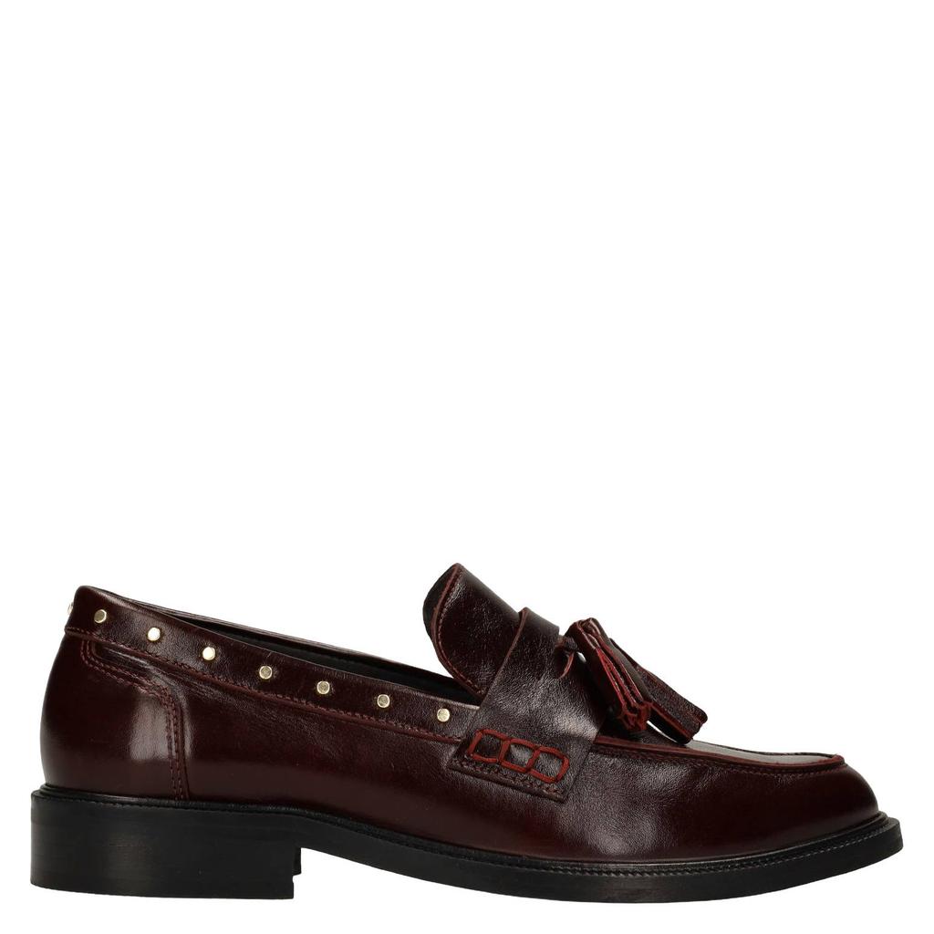 Bordeaux dames Manfield leren loafers met studs -