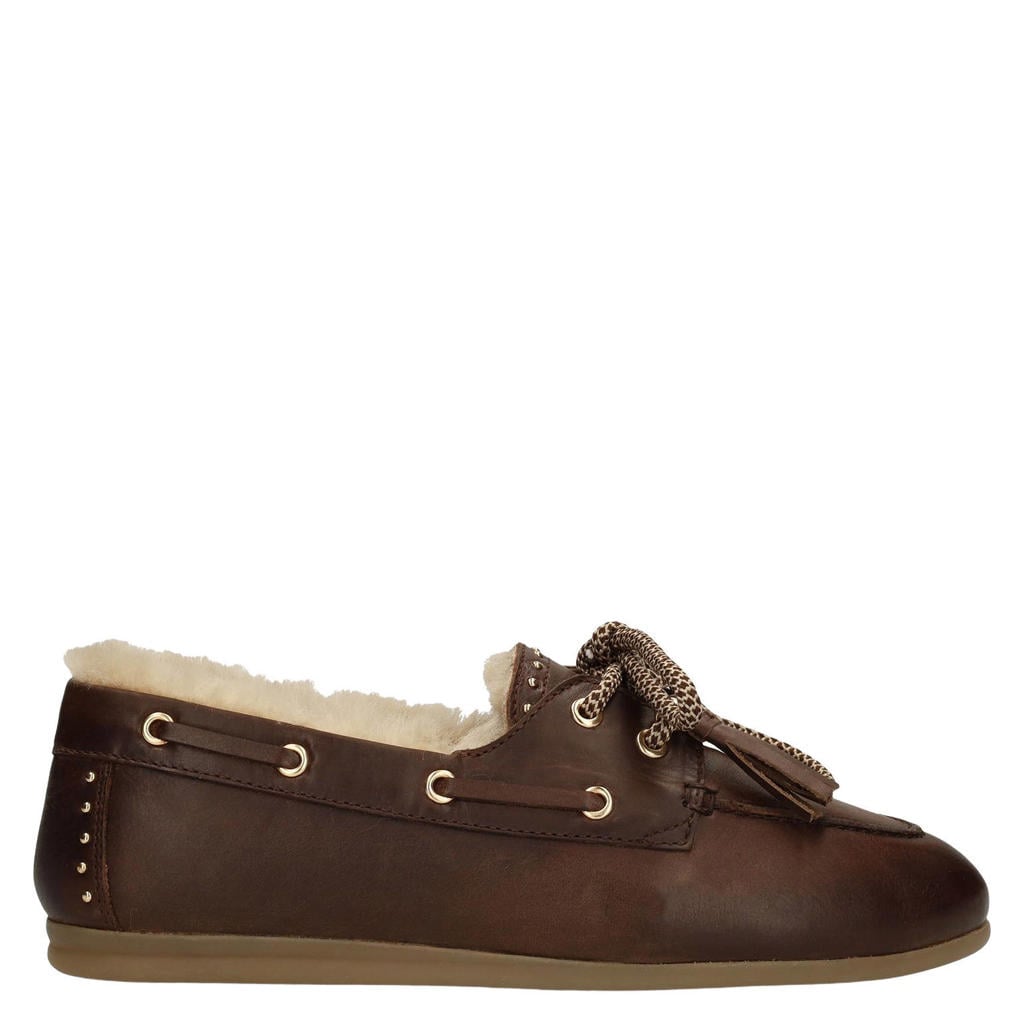 Manfield leren bootschoenen - donkerbruin
