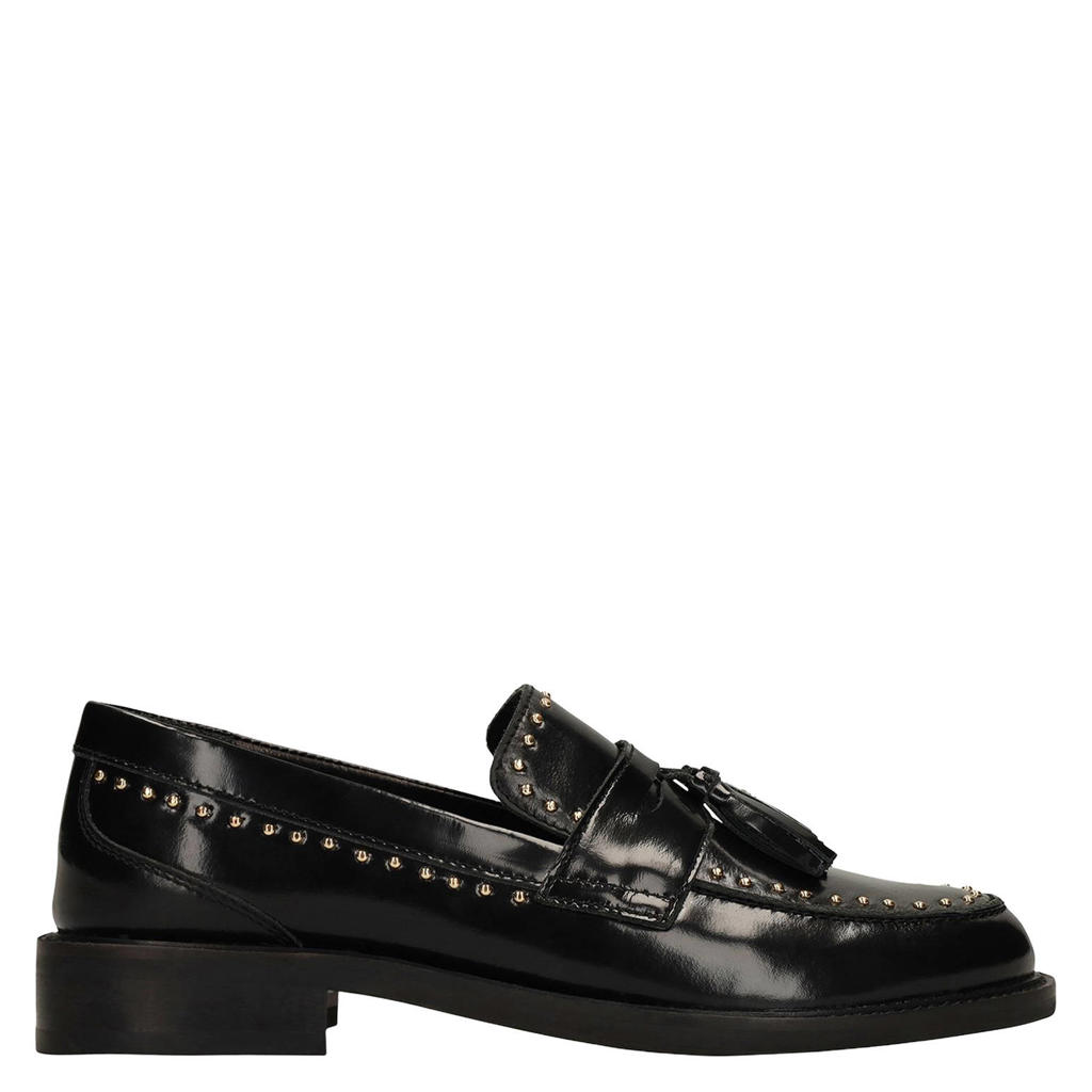 Manfield leren loafers met studs - zwart
