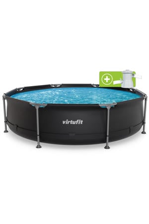 VirtuFit Rond Zwembad - Ø305 x 76 cm - Antraciet - Inclusief Filterpomp