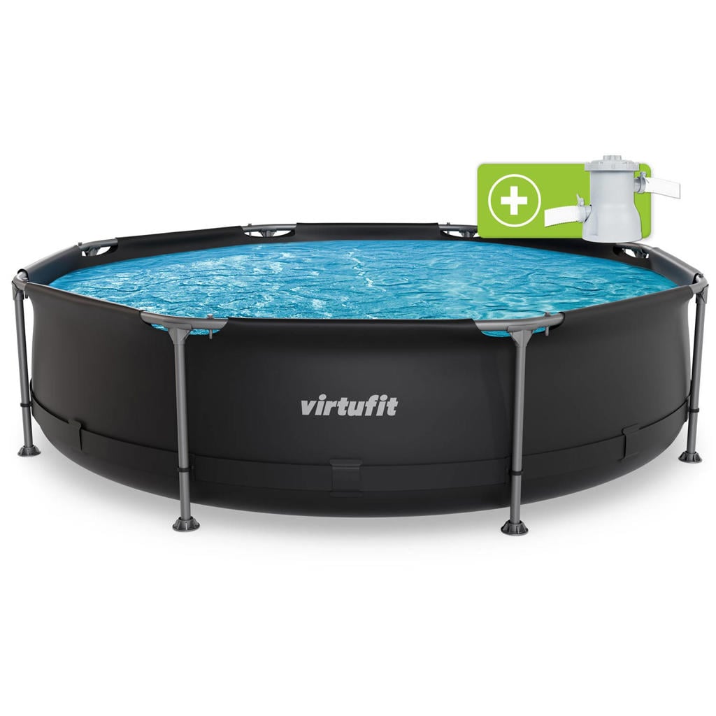 Virtufit VirtuFit Rond Zwembad - Ø305 x 76 cm - Antraciet - Inclusief Filterpomp