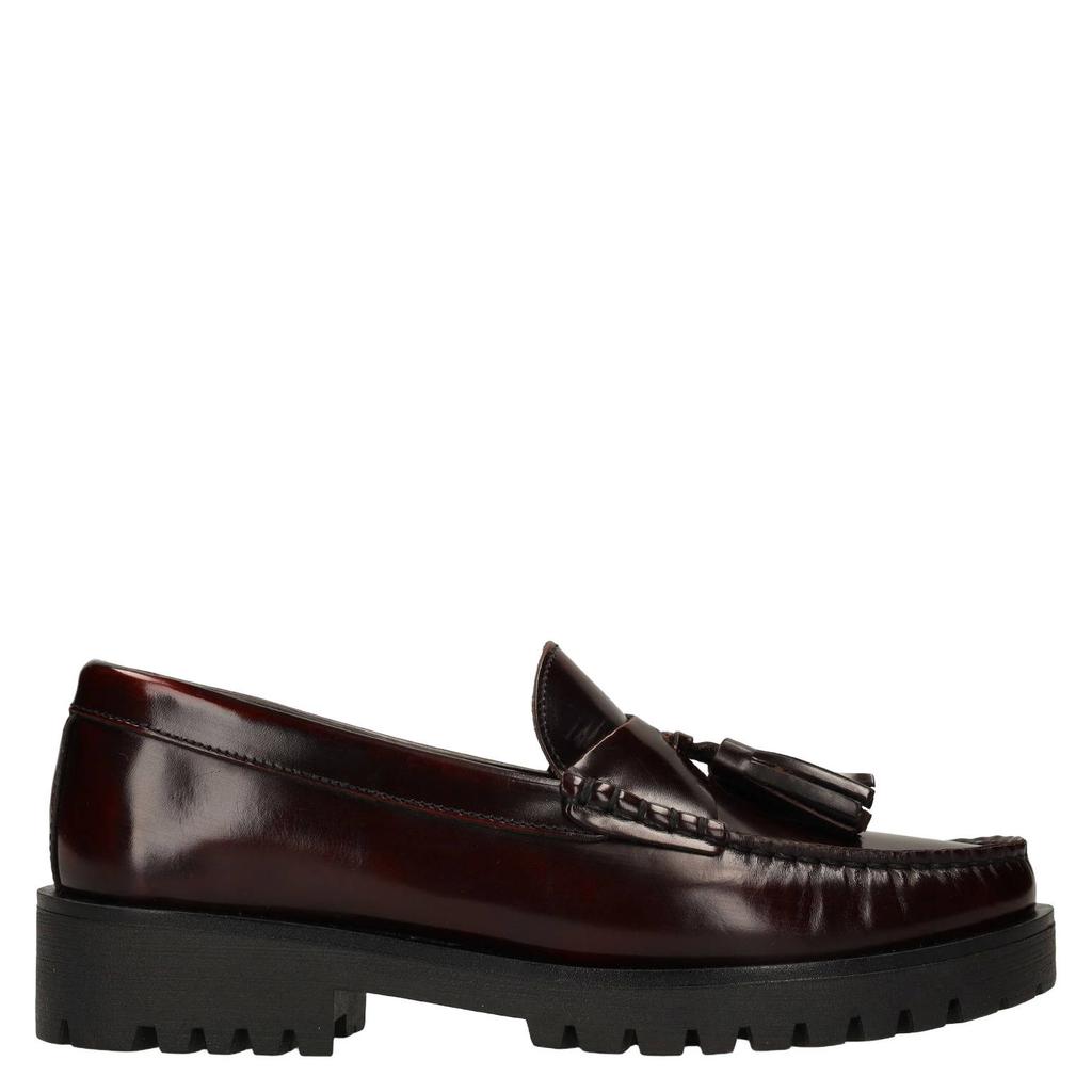Bordeaux dames Manfield leren loafers met profielzool -